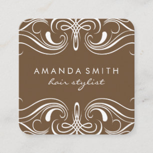 Fancy Elements Brown Square Business Card