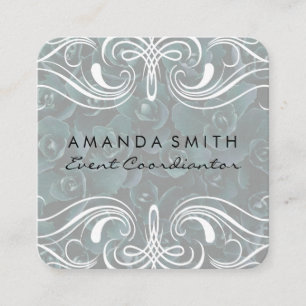 Fancy Elements Floral Background Square Business Card