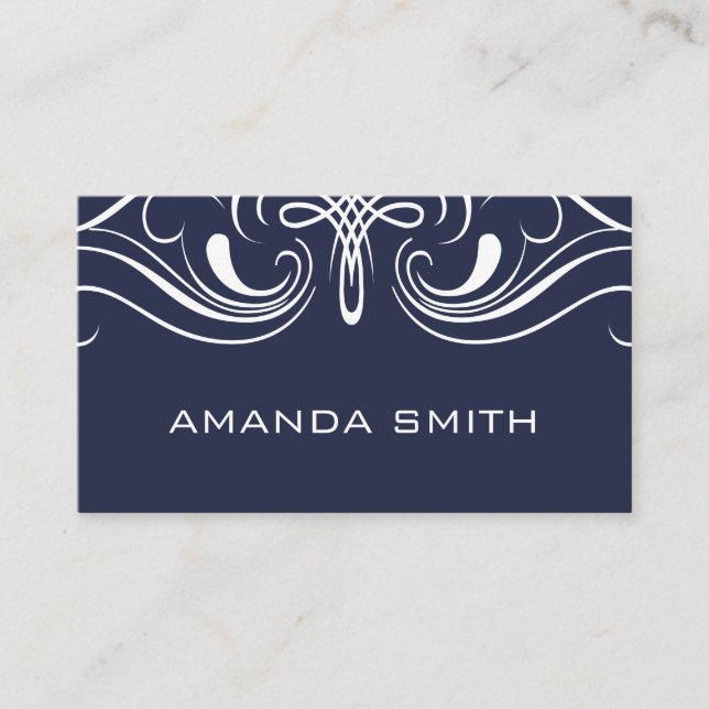 Fancy Elements Simple Blue Business Card (Front)