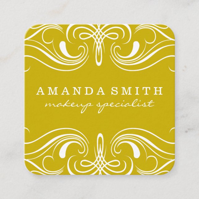 Fancy Elements Yellow Square Business Card (Front)