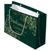 Fancy Emerald Green & Gold Elegant Bridesmaid