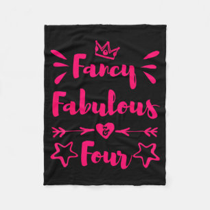 Fancy Fabulous And Four 4th Birthday Girl Fleece Blanket