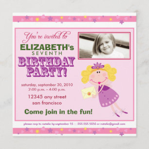 Fancy Fairy Girls Birthday Party Invitation: pink Invitation