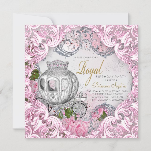 Fancy Fairytale Princess Birthday Party Invitation (Front)