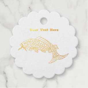Fancy Fantasy Fish Ornate Scales Gold Foil Favour Tags