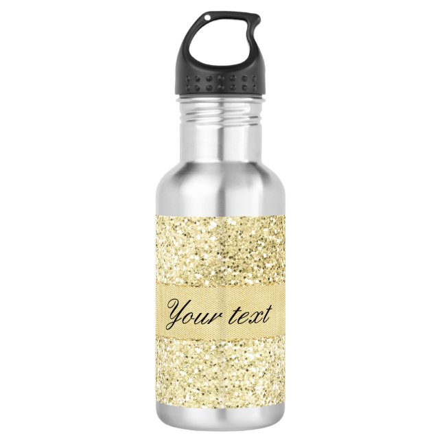 Fancy Faux Gold Glitter Personalised 532 Ml Water Bottle (Front)