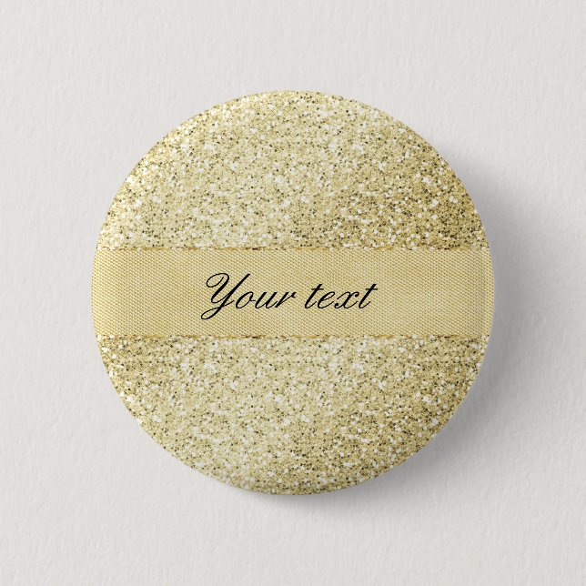 Fancy Faux Gold Glitter Personalised 6 Cm Round Badge (Front)