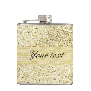Fancy Faux Gold Glitter Personalised Hip Flask