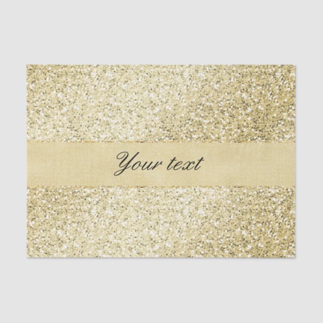 Fancy Faux Gold Glitter Personalised Tissue Paper (Front)