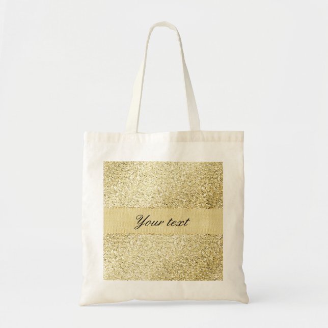 Fancy Faux Gold Glitter Personalised Tote Bag (Front)