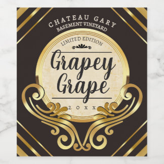 Fancy faux gold vintner homemade winemaking wine label