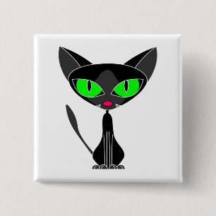 Fancy Feline Black Cat Button