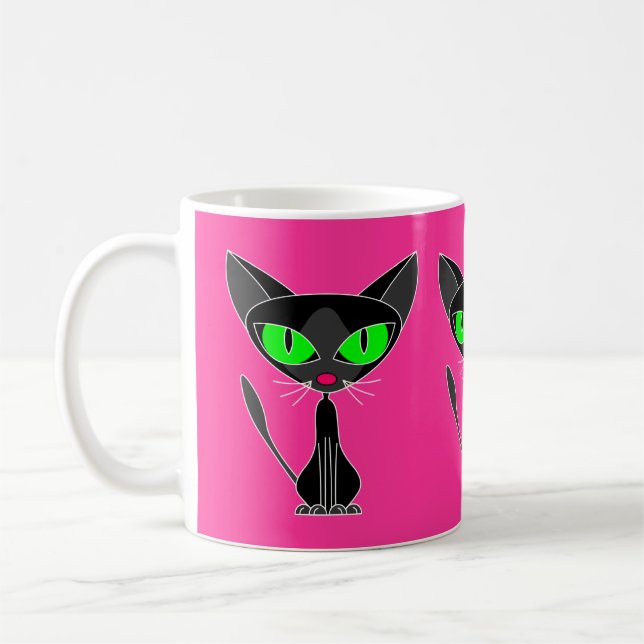 Fancy Feline Black Cat Large Mug (Left)