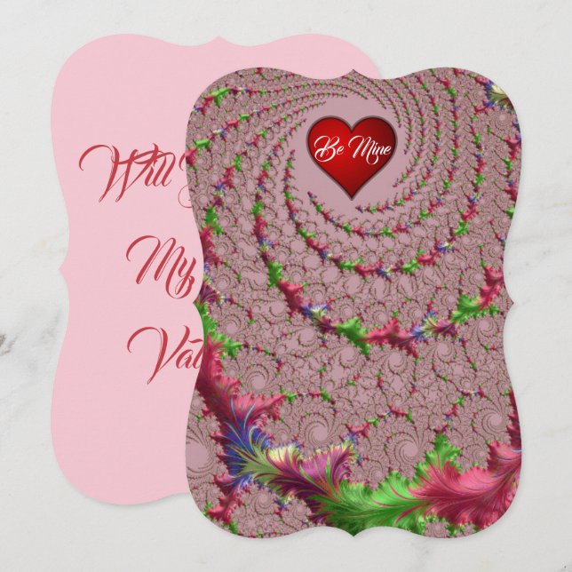 Fancy Filigree Romantic Fractal Valentine's Day Holiday Card (Front/Back)