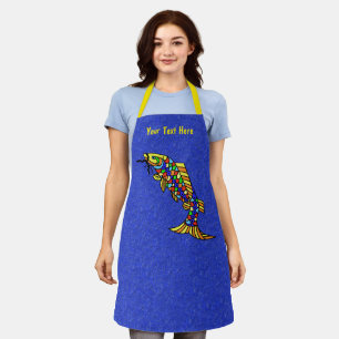 Fancy Fish Multiple Colours Scales on Deep Blue Apron
