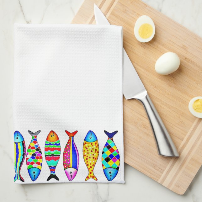 Fancy fish tea towel (Quarter Fold)