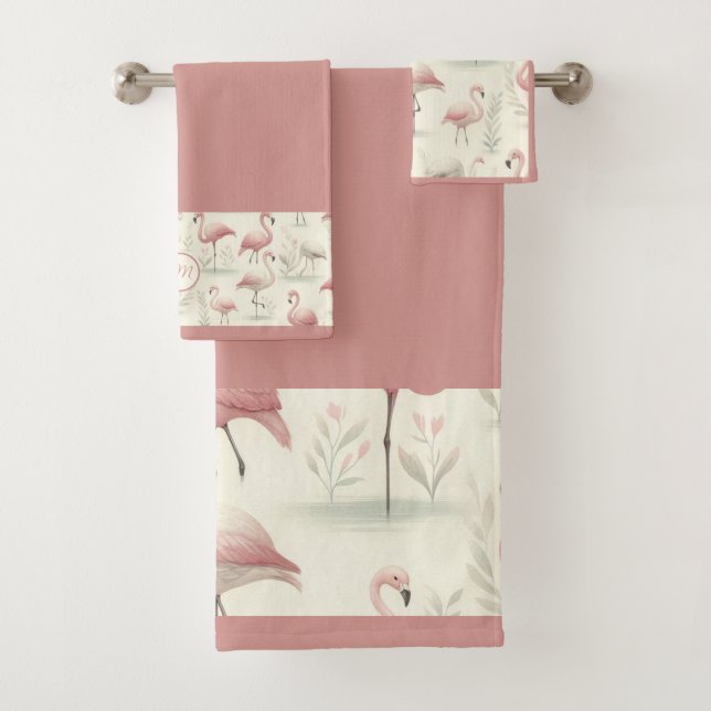 Fancy Flamingo ( Bath Towel Set (Insitu)