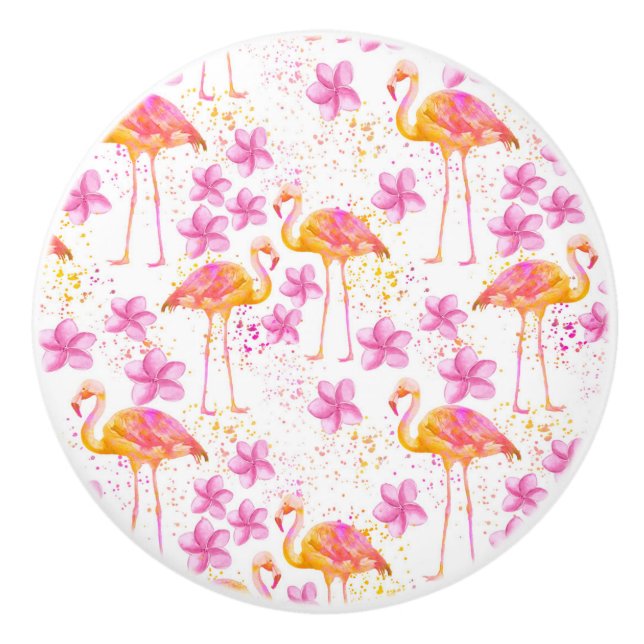 Fancy Flamingo Ceramic Knob (Front)