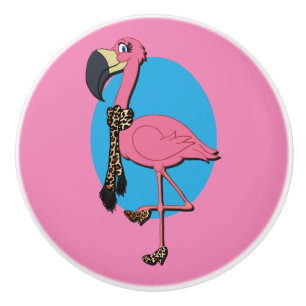 Fancy Flamingo Ceramic Knob