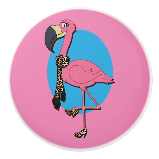 Fancy Flamingo Ceramic Knob (Front)