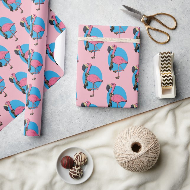 Fancy Flamingo Glossy Wrapping Paper, 30" x 6' Paper (Crafts)