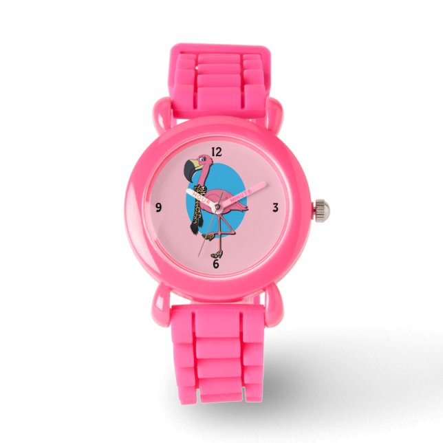 Fancy Flamingo Pink Glitter Watch (Front)