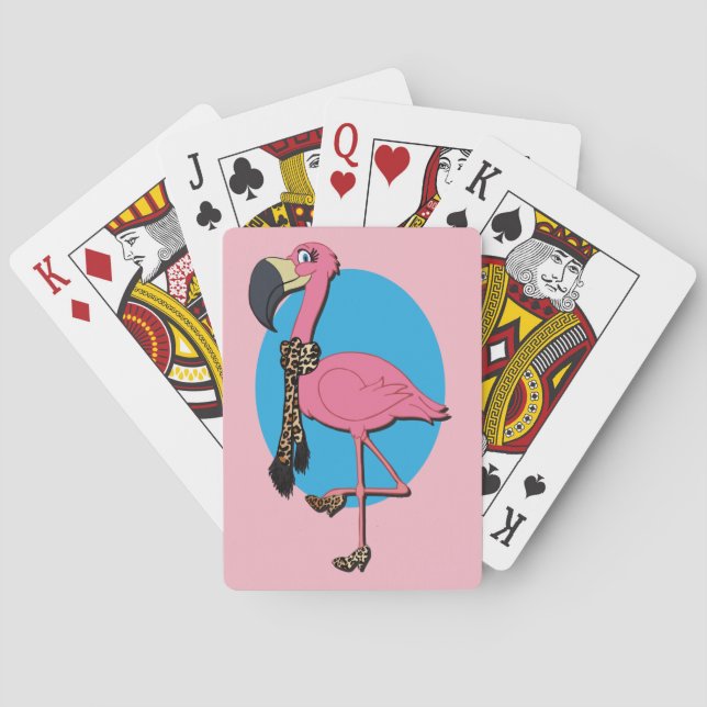 Fancy Flamingo Playing Cards, Standard Index faces Playing Cards (Back)