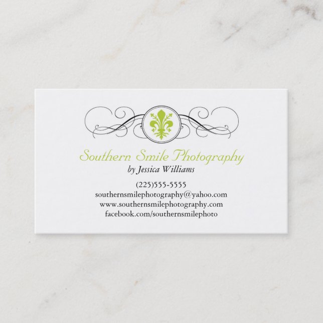 Fancy Fleur de Lis Business Card (Front)