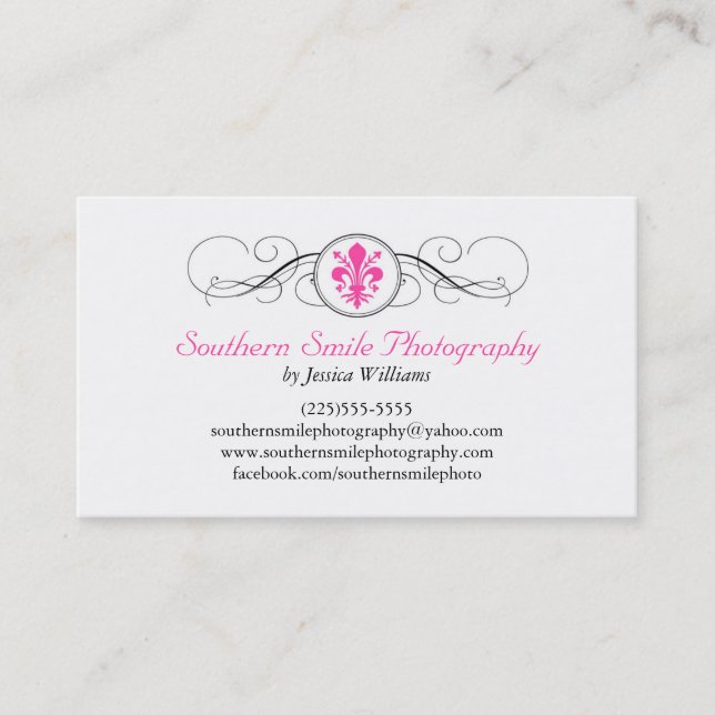 Fancy Fleur de Lis Business Card (Front)