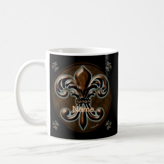 Fancy Fleur De Lis Coffee Mug (Left)