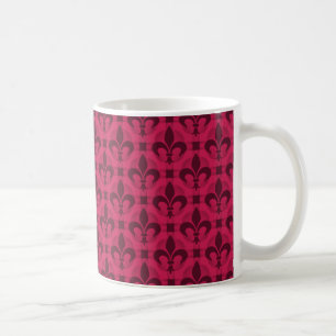 Fancy Fleur de lis Mug, Magenta Coffee Mug