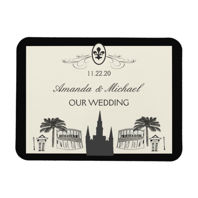 Fancy Fleur de Lis New Orleans Scene Magnet (Horizontal)