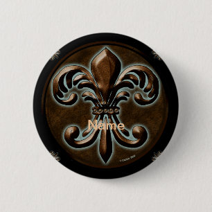 Fancy Fleur De Lis pin button