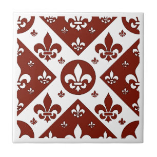 Fancy Fleur De Lis Tan Ceramic Tile