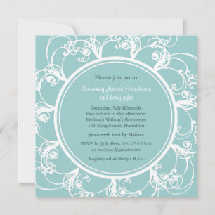 Fancy Floral Baby Shower Invite (turquoise)