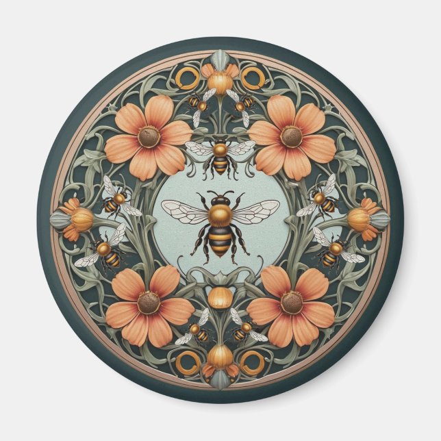Fancy Floral Bee-utiful Bee  Magnet (Front)