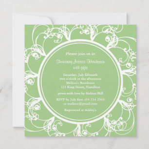 Fancy Floral Bridal Shower Invitation (green)