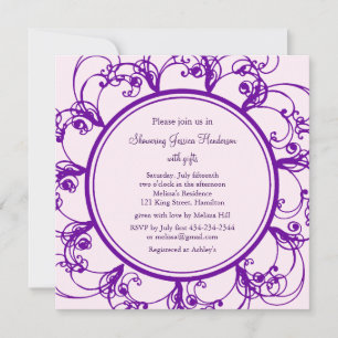 Fancy Floral Bridal Shower Invitation (purple)
