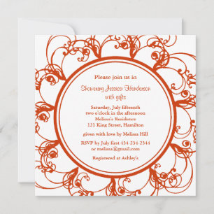 Fancy Floral Bridal Shower Invite (orange)