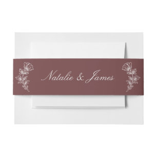 Fancy Floral Burgundy Old Money Retro Wedding Invitation Belly Band