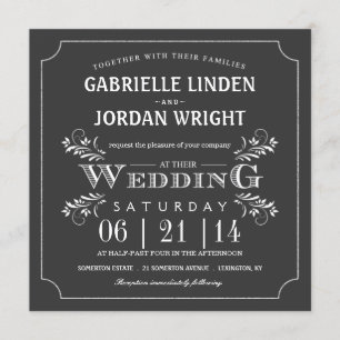 Fancy Floral Chalkboard Wedding Invitations