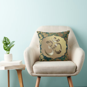 Fancy Floral Gold Om  Cushion