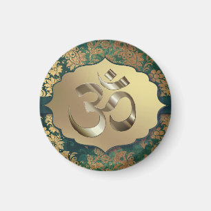 Fancy Floral Gold Om Magnet
