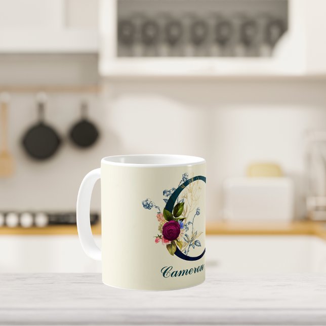 Fancy Floral Letter 'C' Coffee Mug (Creator Uploaded)