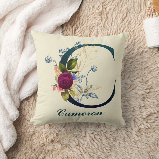 Fancy Floral Letter 'C' Cushion (Blanket)