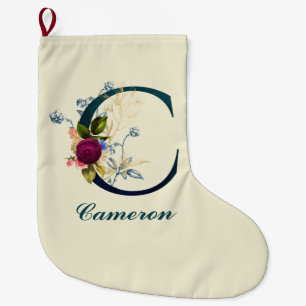 Fancy Floral Letter 'C' Large Christmas Stocking