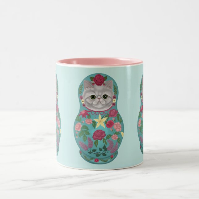 Fancy Floral Meowtreshka Mug (Center)