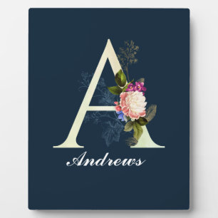 Fancy Floral Monogram A II Plaque