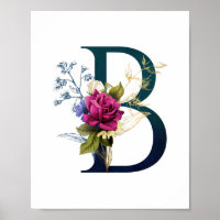 Fancy Floral Monogram Letter B
