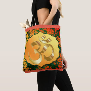 Fancy Floral Om Tote Bag